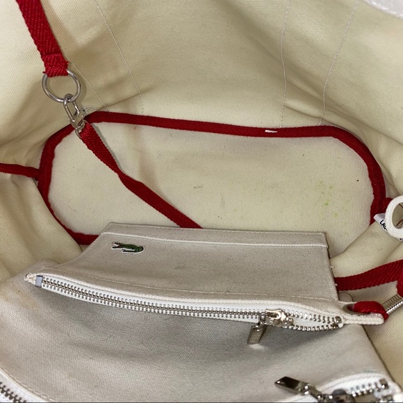 🌿LACOSTE TOTE SHOULDER BAG SHOPPING CANVAS MEDIUM - Picture 2 of 8